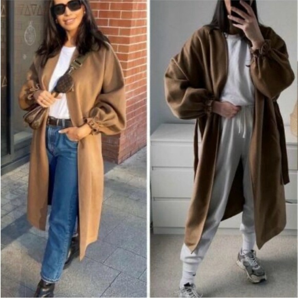 Zara wool blend oversized collarless wrap coat
BLOGGERS FAVORITE!!!! - Picture 3 of 16